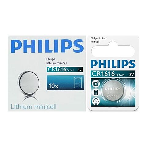 Philips Minicells Battery CR1616 Lithium-Sold as Box of 10, Retail Box , No Warranty