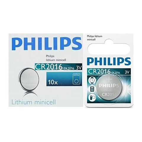 Philips Minicells Battery CR2016 Lithium-Sold as Box of 10, Retail Box , No Warranty