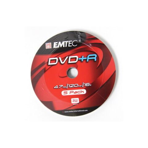 Emtec DVD+R 16X Speed 5pk Non-Printable