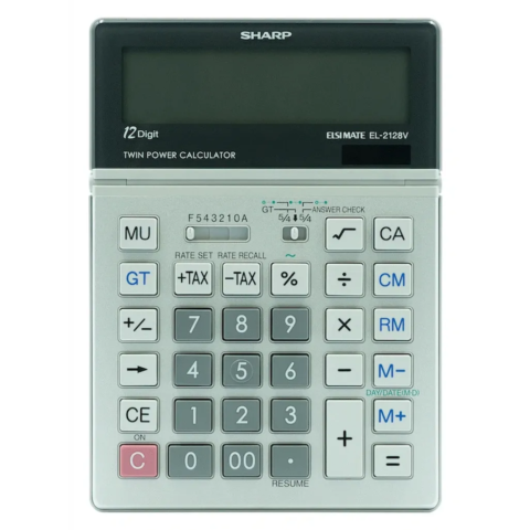 Sharp EL-2128V 12-Digit Semi-Desk Calculator