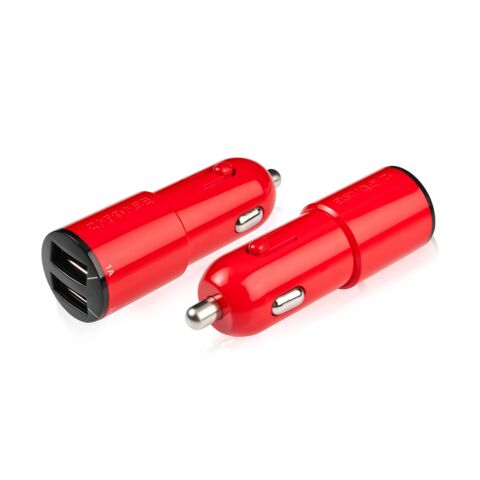 Dual USB Car Charger Red