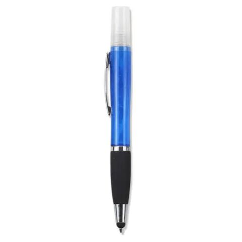 Geeko 3 in 1 Sanitizer Spray Stylus and Blue ink Pen- 3 Functions-Refillable Sanitizer Container with Spray Nozzle Blue
