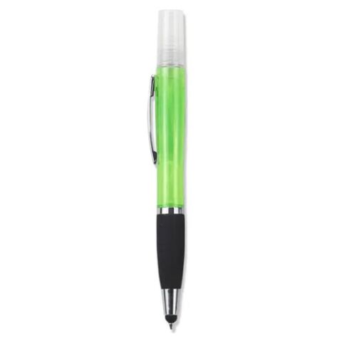 Geeko 3 in 1 Sanitizer Spray Stylus and Blue ink Pen- 3 Functions-Refillable Sanitizer Container with Spray Nozzle Green