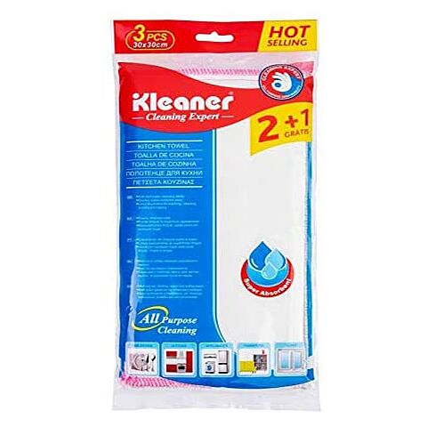 Kleaner Multi Purpose 4 Layer Fiber Kitchen clearning Towel 30*30cm (Pack of 3)
