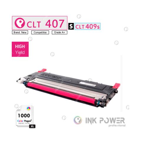 Inkpower Generic for Samsung CLT-K407S for use with Samsung CLP-320 CLP-325 CLX-3185 Series Magenta Toner Cartridge