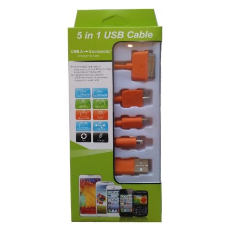 USB Mobile Data Cable 5 in 1 Orange