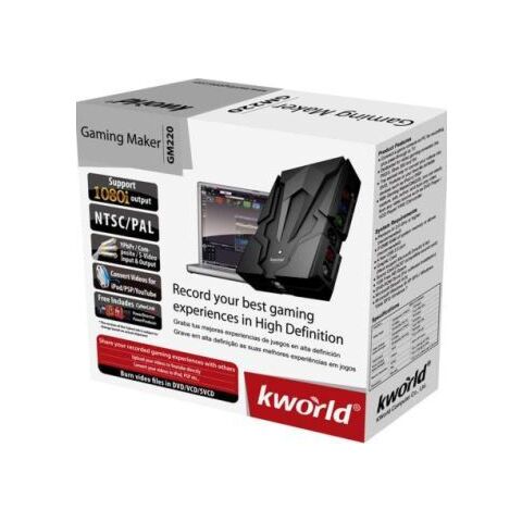 Kworld Gaming Maker Record games console footage onto PC USB 2.0 interface Contains USB cable YPbPr Cable Software