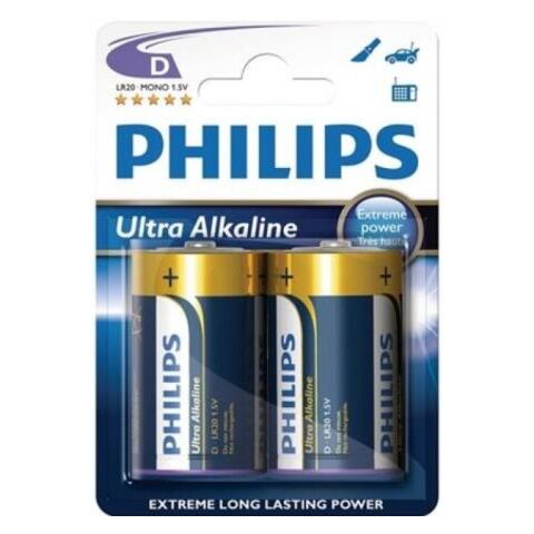Philips Ultra Alkaline Battery LR20E2B 2 x Type D / R20 Ultra Alkaline Battery