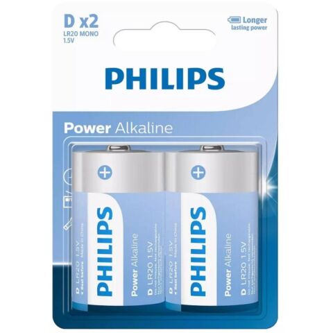 PHILIPS POWER ALKALINE BATTERY D 2 X PACK - LR20P2B/40