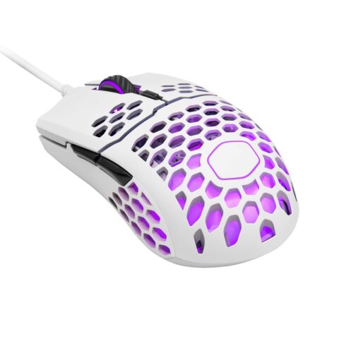 Cooler Master MM711 RGB Matte White Ultra Light 53g Gaming Mouse UltraWeave Paracord Cable Pixart PMW3389 Sensor PTFE Skates