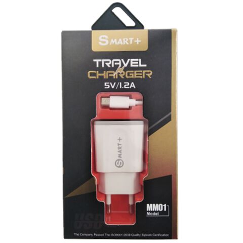 Geeko SMART Plus USB Travel Wall Charger with Built in Micro USB Cable and USB 3.0 Port- Gold/White