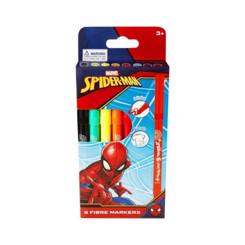 Spiderman 8 Primary Colour Fibre Markers Multi