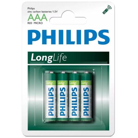 PHILIPS LONGLIFE BATTERY AAA 4 PACK - R03L4B/40