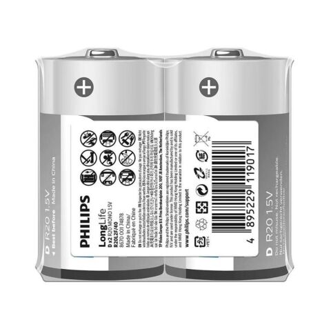 PHILIPS LONGLIFE BATTERY D 2 PACK - R20L2F/40