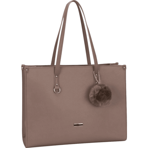 Supanova Pompom Ladies Laptop Bag Taupe