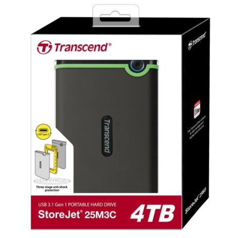 Transcend StoreJet 25MC Slimline Series Iron Grey 4TB 2.5 inch External Hard Drive