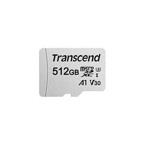Transcend 512GB Micro SDXC Card - Class 10 Uhs-I U1/U3 V30 A1 with SD Adaptor