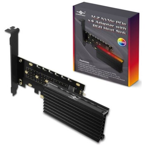 Vantec UGT-M2PC12-RGB M.2 NVMe PCIe x4 Adapter with ARGB Heat Sink