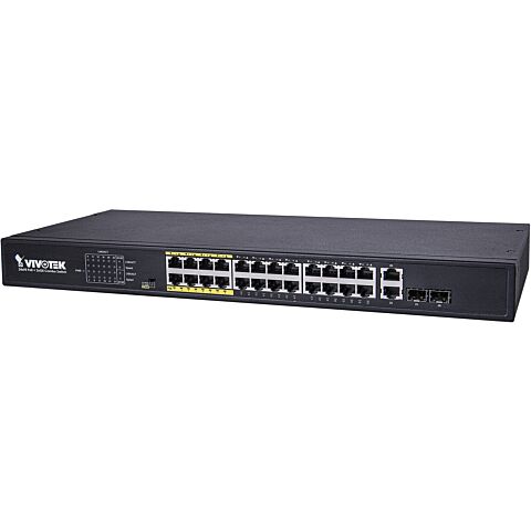 Vivotek 24x 10/100Mbps PoE + 2x Gigabit combo unmanaged Switch