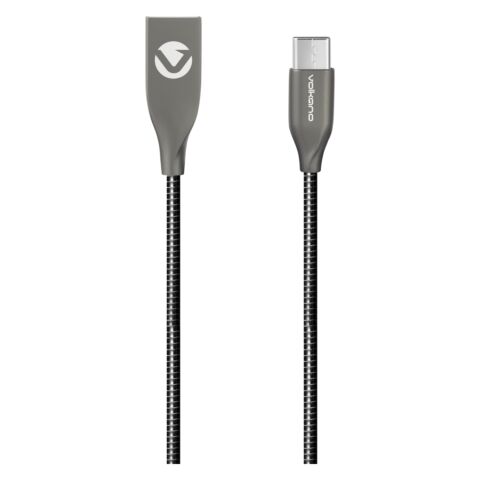Volkano Iron Series Round Metallic Spring Micro USB Cable 1.2m Black
