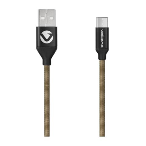 Volkano Weave Series Fabric Braided Micro USB Cable 1.2m - Army Green