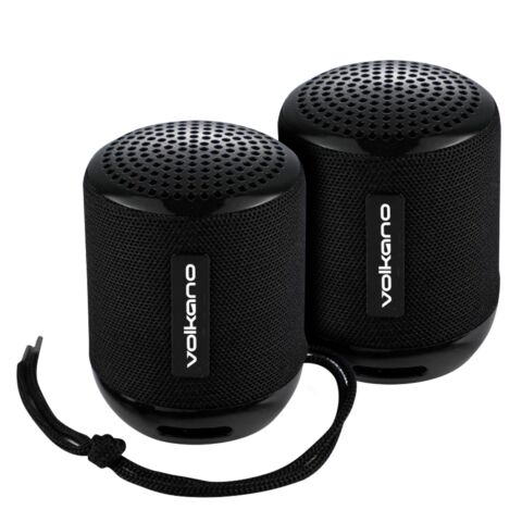 Volkano Gemini Series Pair of True Wireless Bluetooth Speakers Black