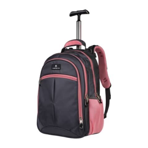 Volkano Orthopaedic Trolley Backpack 27L - Dark Grey/ Pink
