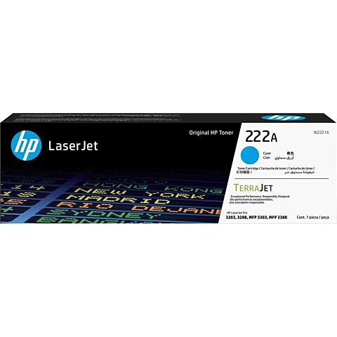 HP 222A Cyan Toner Cartridge 1200 Pages Original W2221A Single-pack