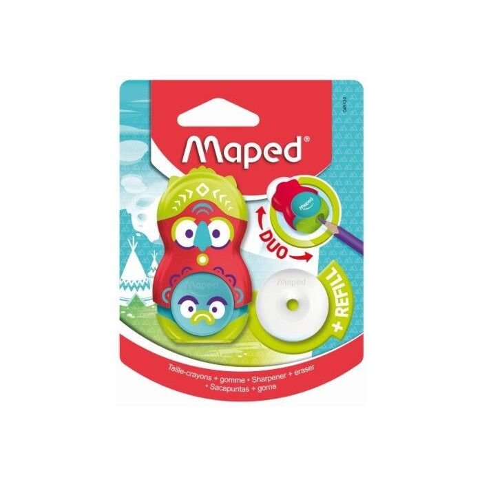 MAPED Duo Loopy Totem 1-Hole Sharpener and Eraser +Refill (Card) Box-24