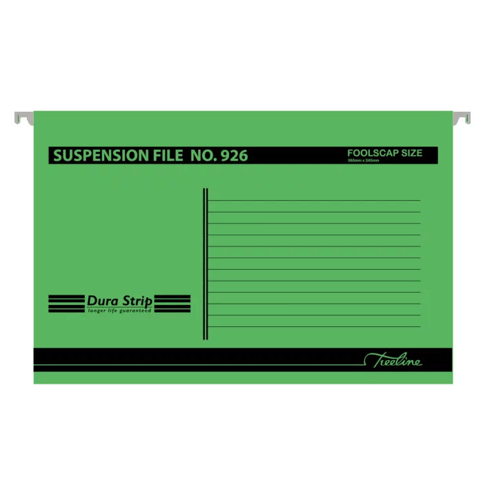 Treeline Foolscap Suspension File Dura Strib Green Box-25