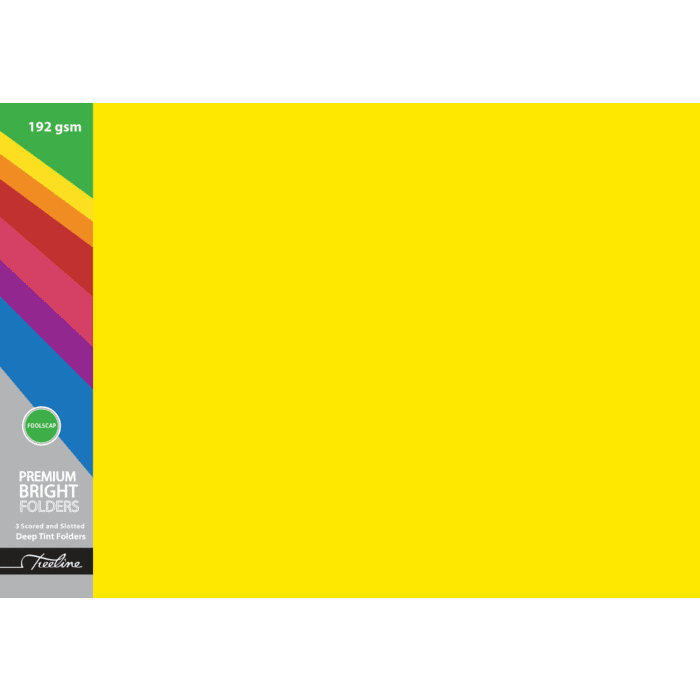 Treeline Premium Deep Tint Folders 192gsm Yellow Pkt-100
