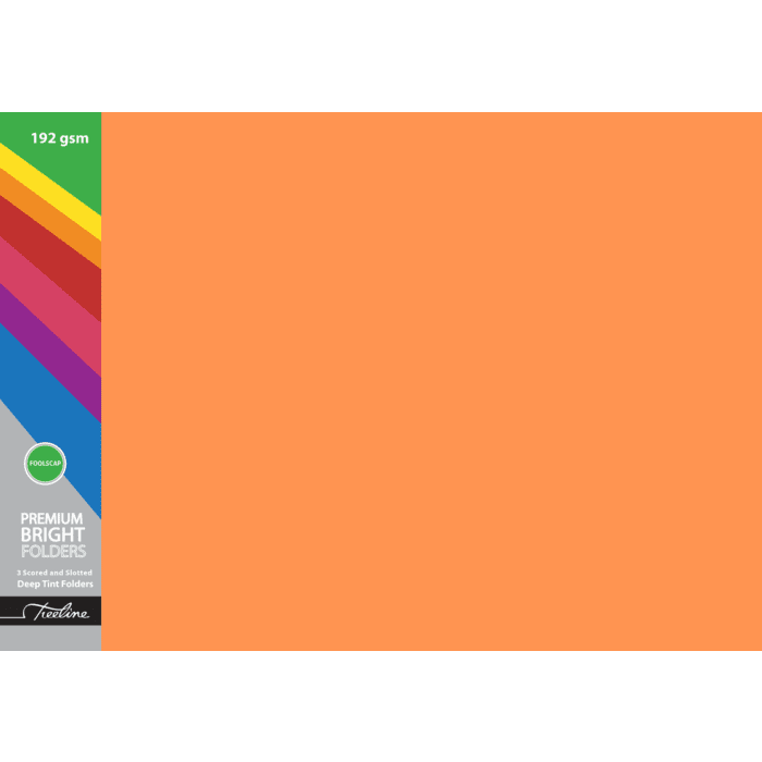Treeline Premium Deep Tint Folders 192gsm Orange Pkt-100