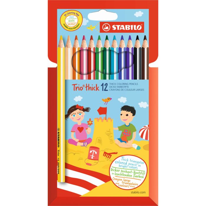 STABILO Trio 12 Assorted Thick Colour Pencil (Box of 6)