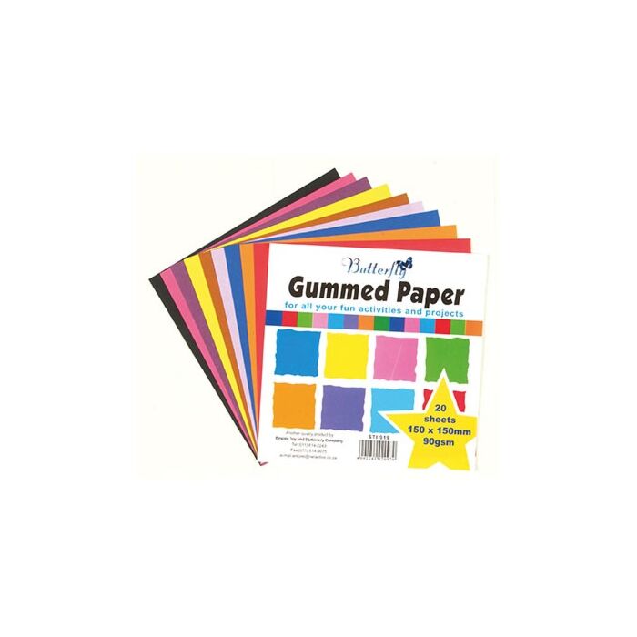 BUTTERFLY GUMMED PAPER 20SHEETS 150x150mm 90gsm