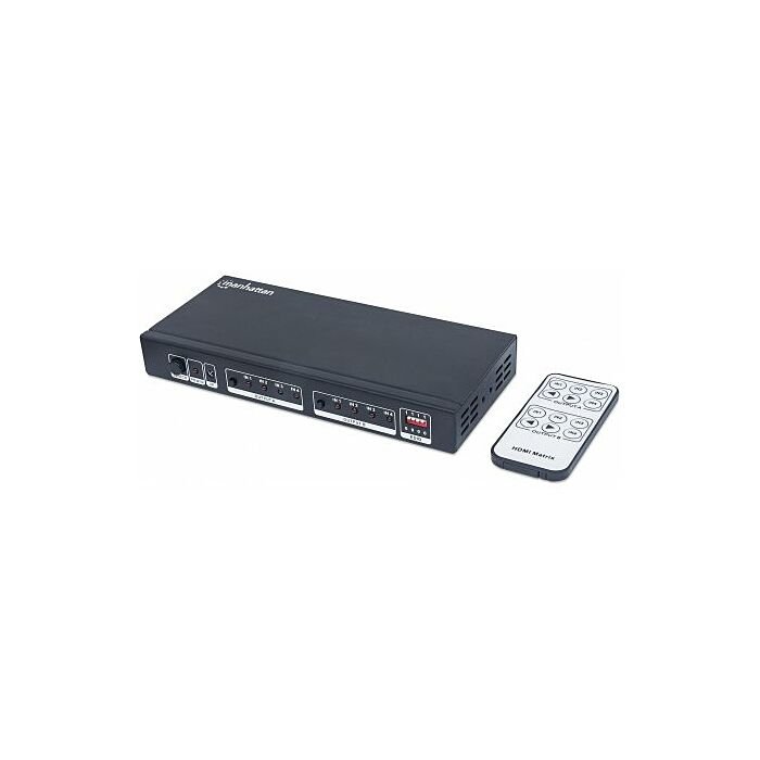 Manhattan HDMI Matrix 4 x 2 - Switch/Splitter Matrix with 4 Inputs 2 Outputs EDID Video Bandwidth Amplifier and Remote