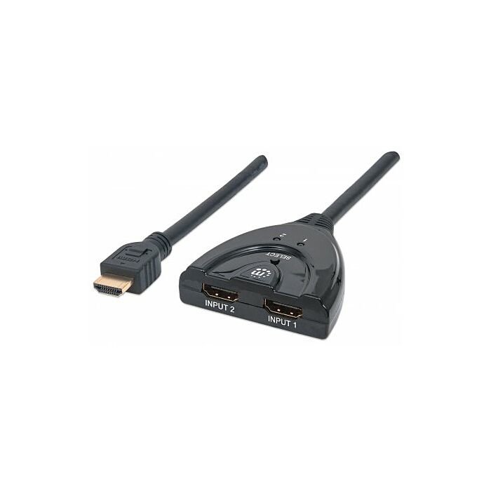 Manhattan 2-Port HDMI Switch HDMI 1.3 2-Port Integrated Cable