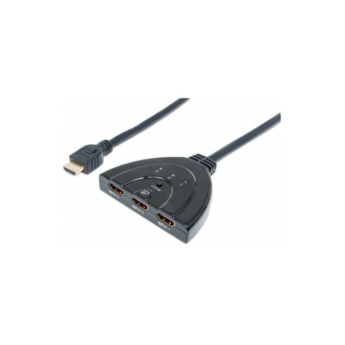 Manhattan 3-Port HDMI Switch HDMI 1.3 3-Port Integrated Cable