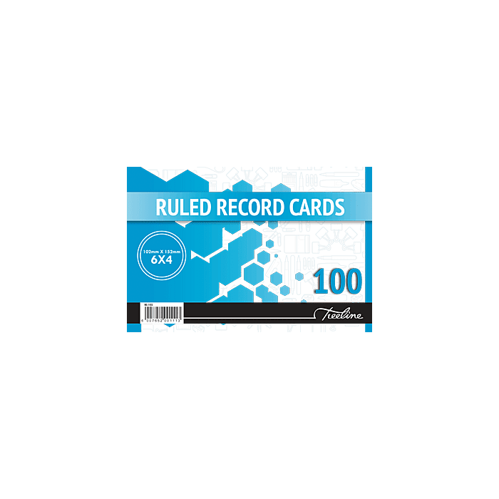 Treeline 102 x 152mm 100 Feint Ruled Record Cards