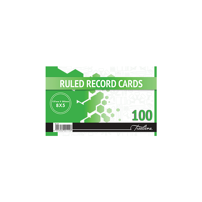 Treeline 127 x 203mm 100 Feint Ruled Record Cards