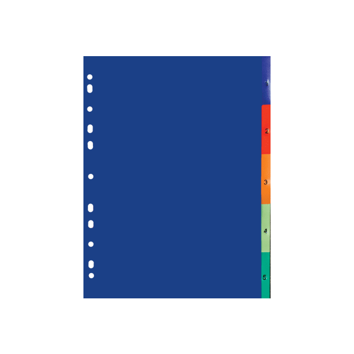 Treeline A4 PVC Index 1 to 5 Divider Rainbow Pkt-10