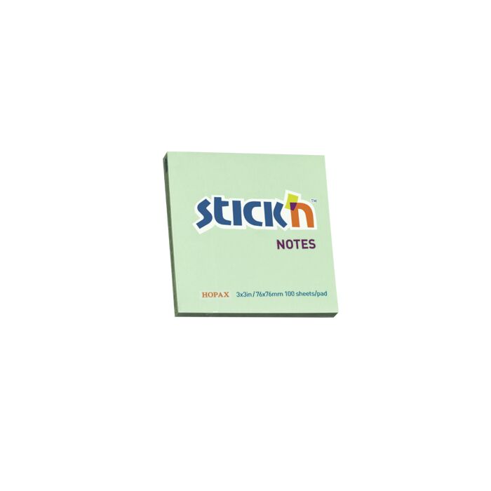 Stickn 76x76 Pastel Notes Green 100 Sheets Per Pad Pkt-12
