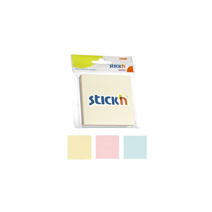 Stickn 76 x 76 Pastel Notes 50 Sheets Per Pad 3 Pads Per Pack Box-12