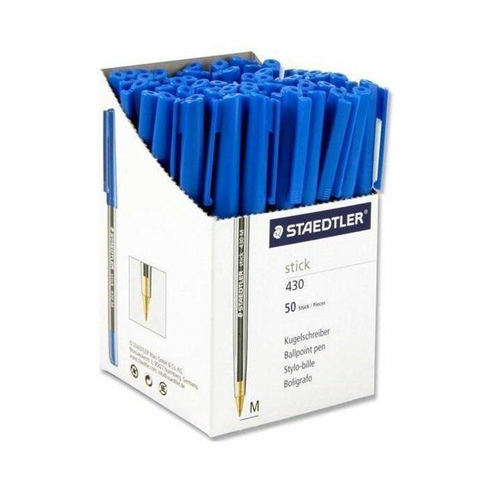 Staedtler Stick 430 Ballpoint Pen Medium Blue Box-50