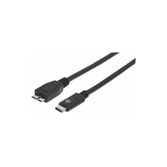 Manhattan USB 3.1 Gen2 Cable - USB Type-C Male / Micro-B Male 3A 1m (3 ft.) Black