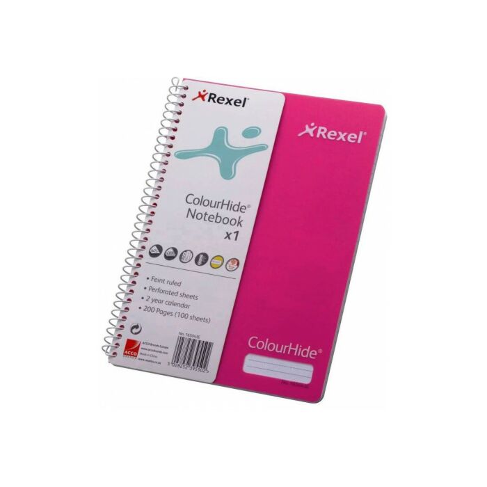 Rexel Pink Colourhide A5 Notebook 200 Page