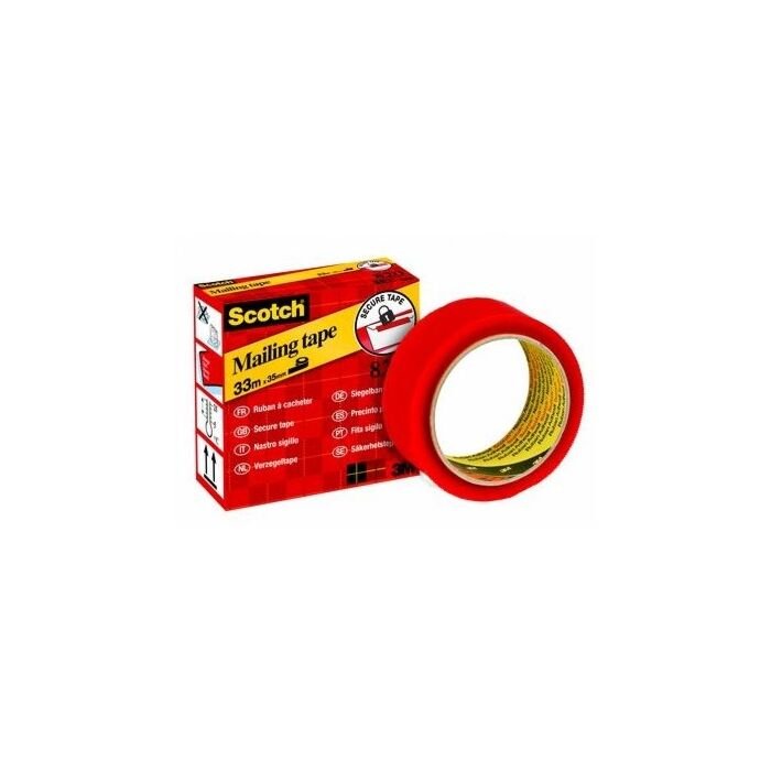 3M Tape Secure 820 - 35mm x 33M (Red) (Box of 12)