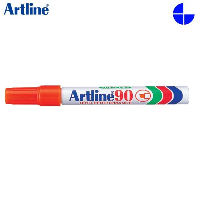 Artline EK 90 Permanent Chisel Point Permanent Marker 2.5mm Orange Box-12