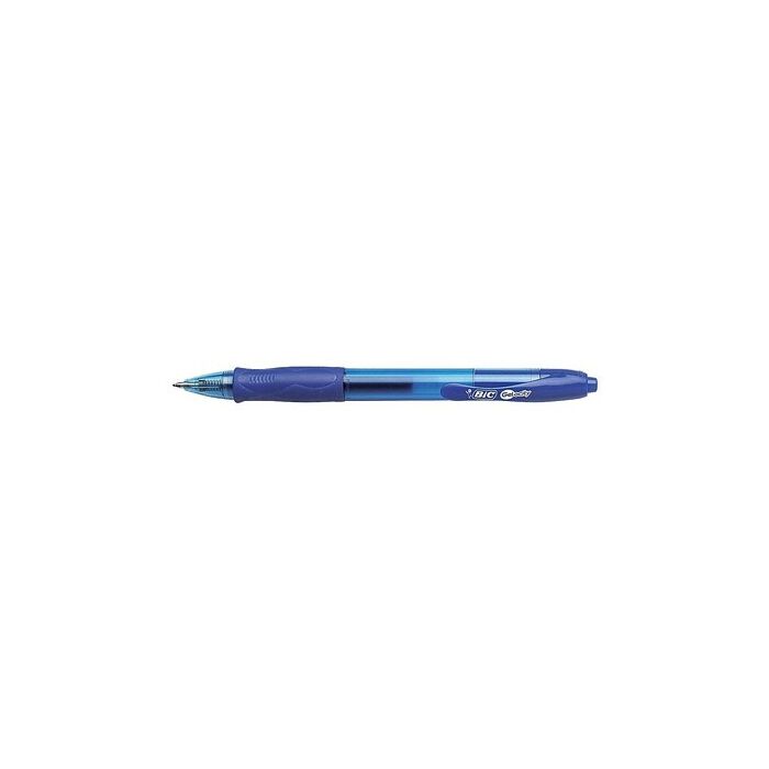 Bic Gelocity Medium Retractable Rubber Grip Pen Blue Box-12