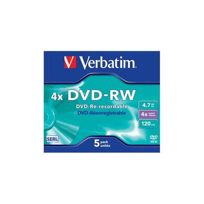 Verbatim - 4.7GB DVD-RW (4x) - Jewel Case (Pack of 5)