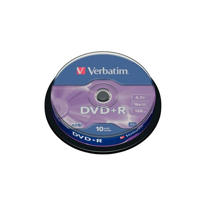 Verbatim - 4.7GB DVD+R (16x) - Matt Silver Spindle 10-Pkt